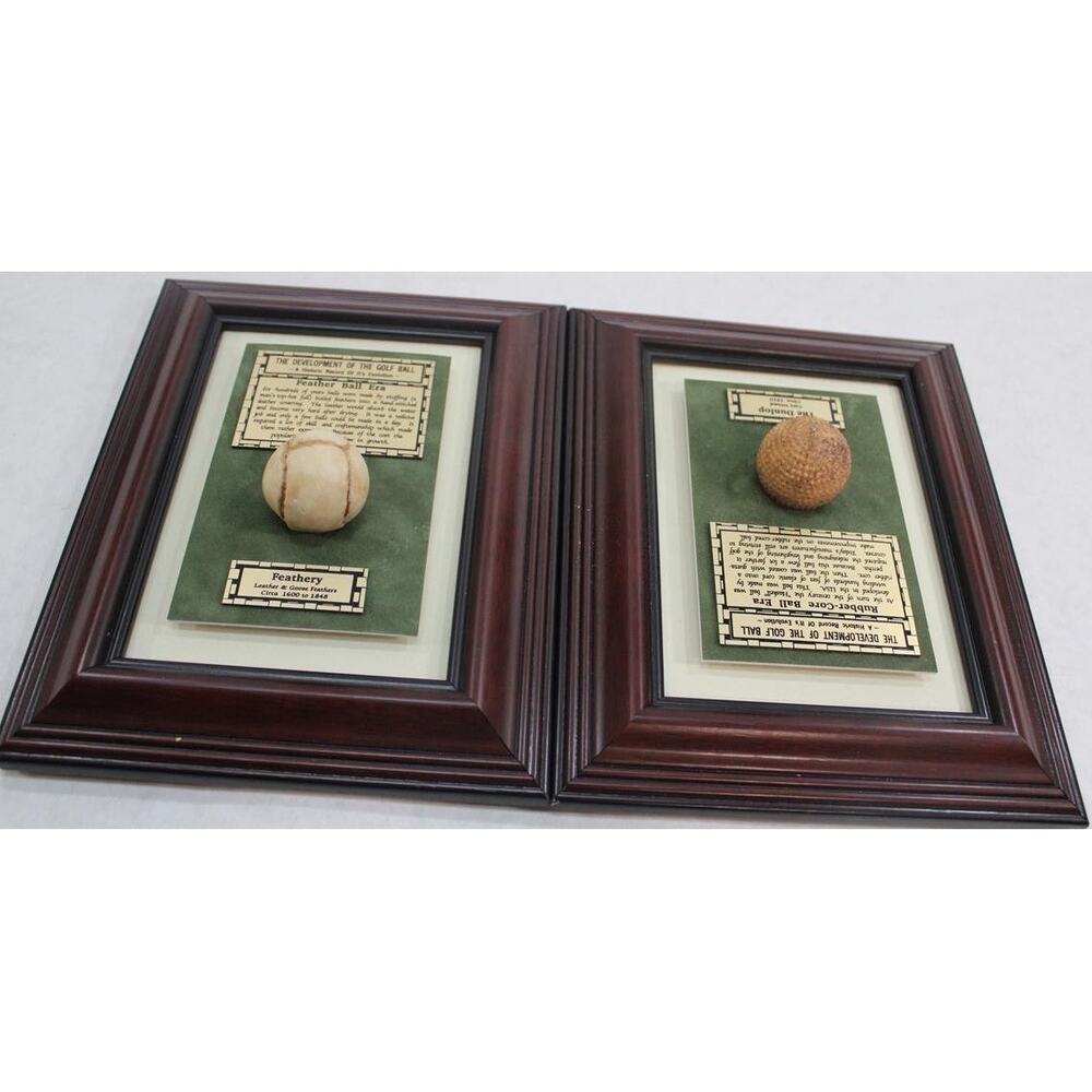 Vintage The Development Golf Ball Dunlop 1910 Feathery 1600-1848 Framed Plaques
